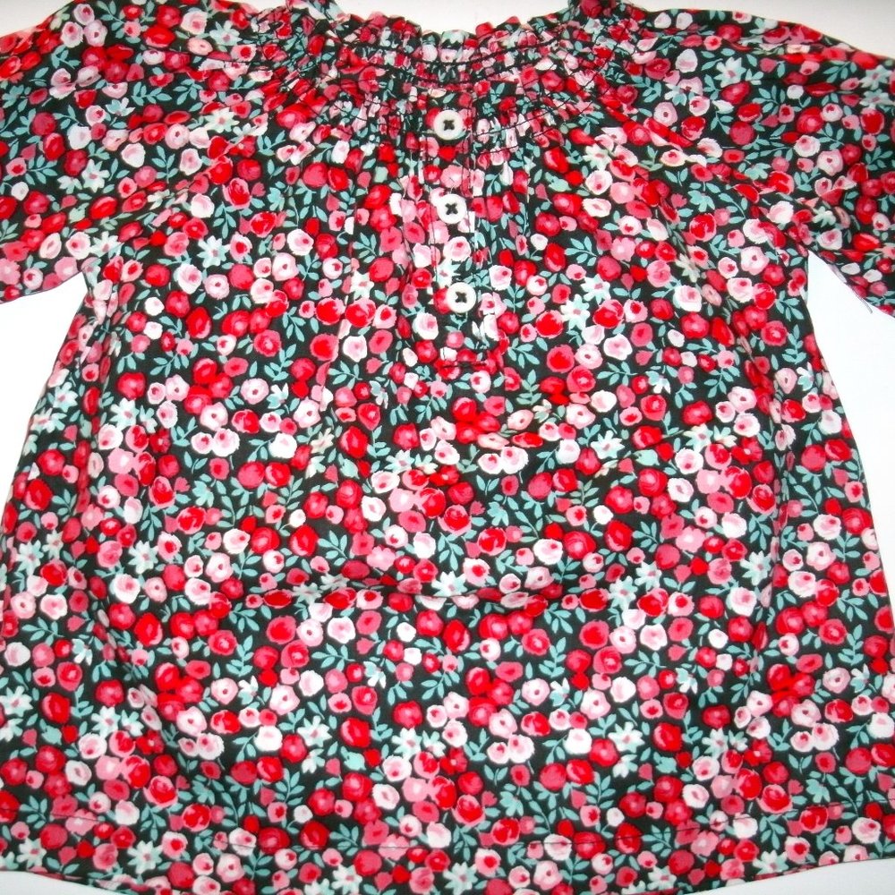 Carter's Girls Smocked Floral Top Red Pink Long Sleeve 9 Months New